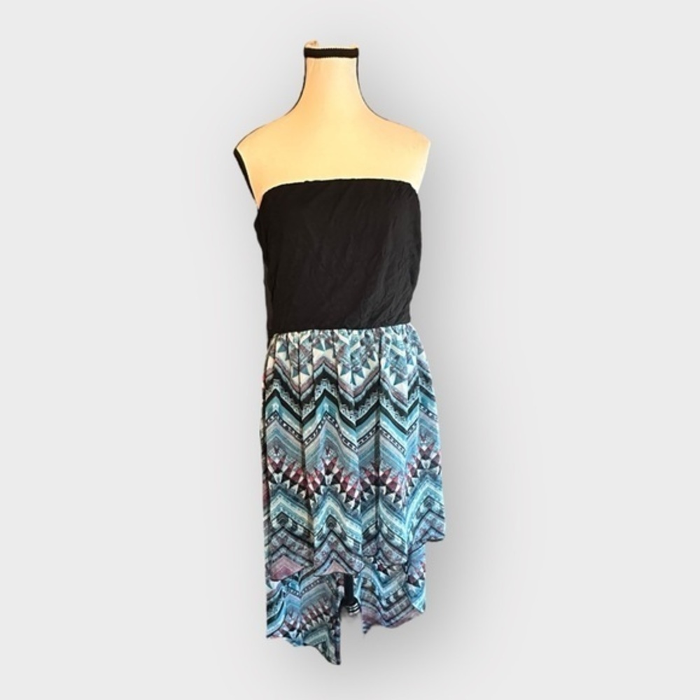 Women’s XL Ardene Black Sleeveless Geometric Print Hi Low Dress